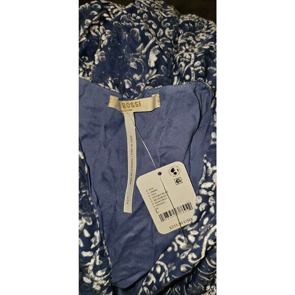 NWT FREE PEOPLE Lapis Mini Dress JEN ROSSI $253 LARGE Sunset Blue  V-NECK Velvet - Picture 5 of 5